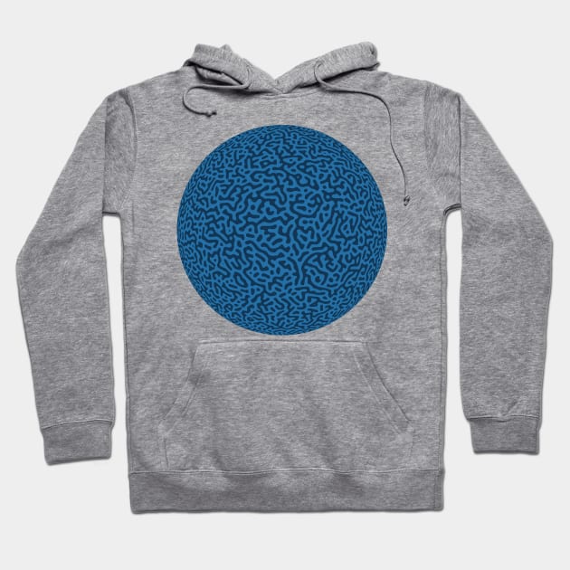 Turing Pattern Sphere (Blue) Hoodie by John Uttley